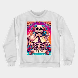 "Spilling the Tea" Skeleton Tarot Card Crewneck Sweatshirt